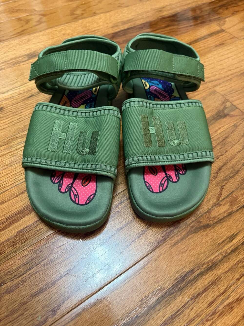Adidas x Pharrell Williams HU Adilette 2.0 Sandals Tribe Green FU7611 Size 11